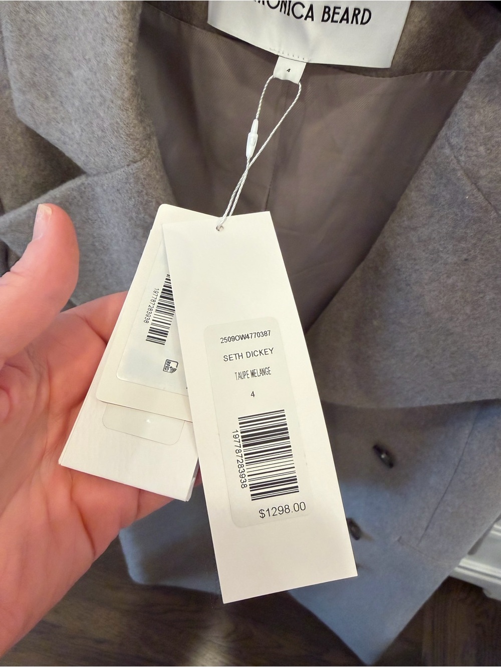 NWT Veronica Beard Taupe Mélange Double-Breasted Dickey Coat - Picture 7 of 7